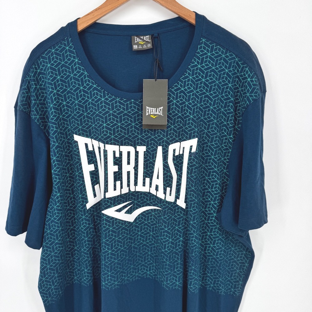 Everlast Mens 4XL Y2K T Shirt Blue Graphic Print Short Sleeve‎ Boxing MMA